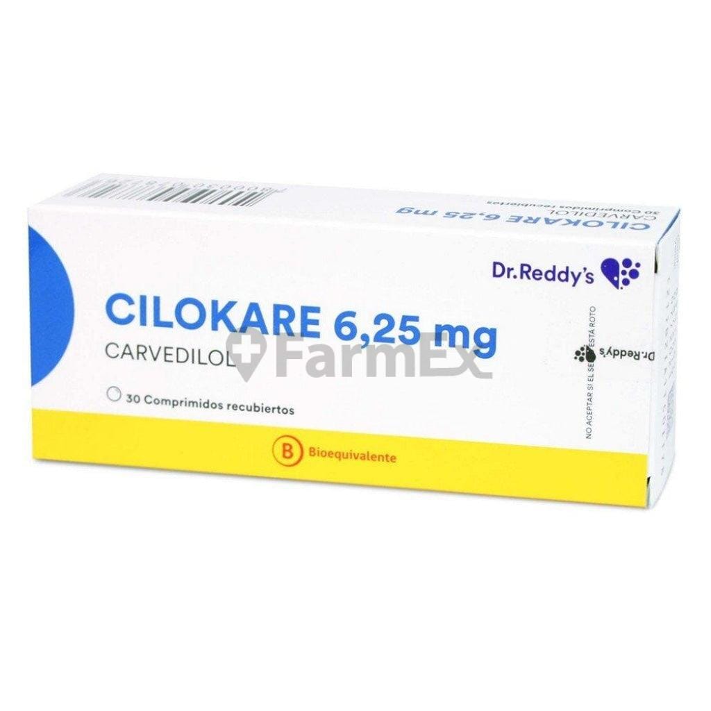 Cilokare Carvedilol 6,25 mg x 30 comprimidos Farmex-Pluxee-Persistente